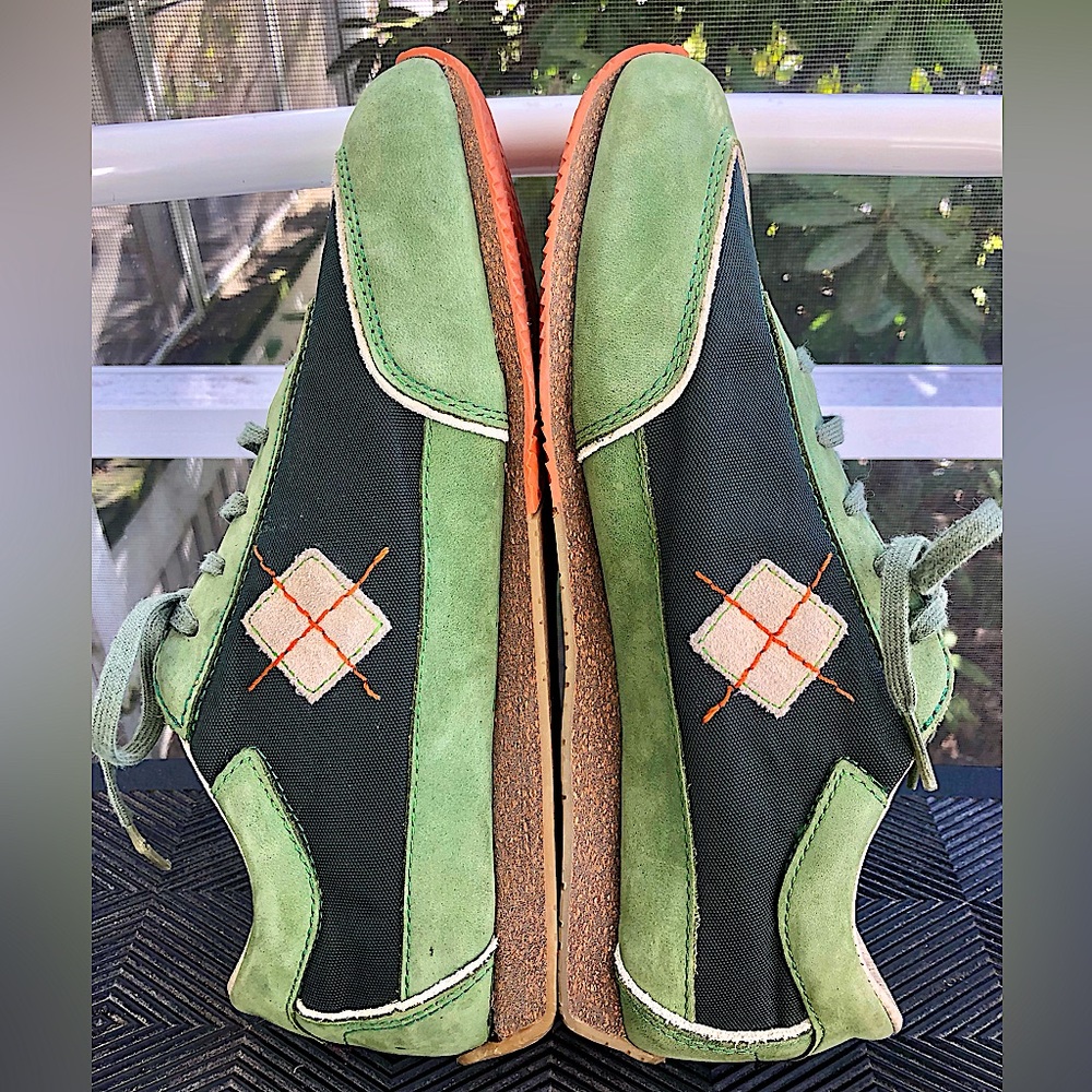 Rare Eric Meyer Medium Footwear Design Green and Orange Leather Sneaker Size 5.5